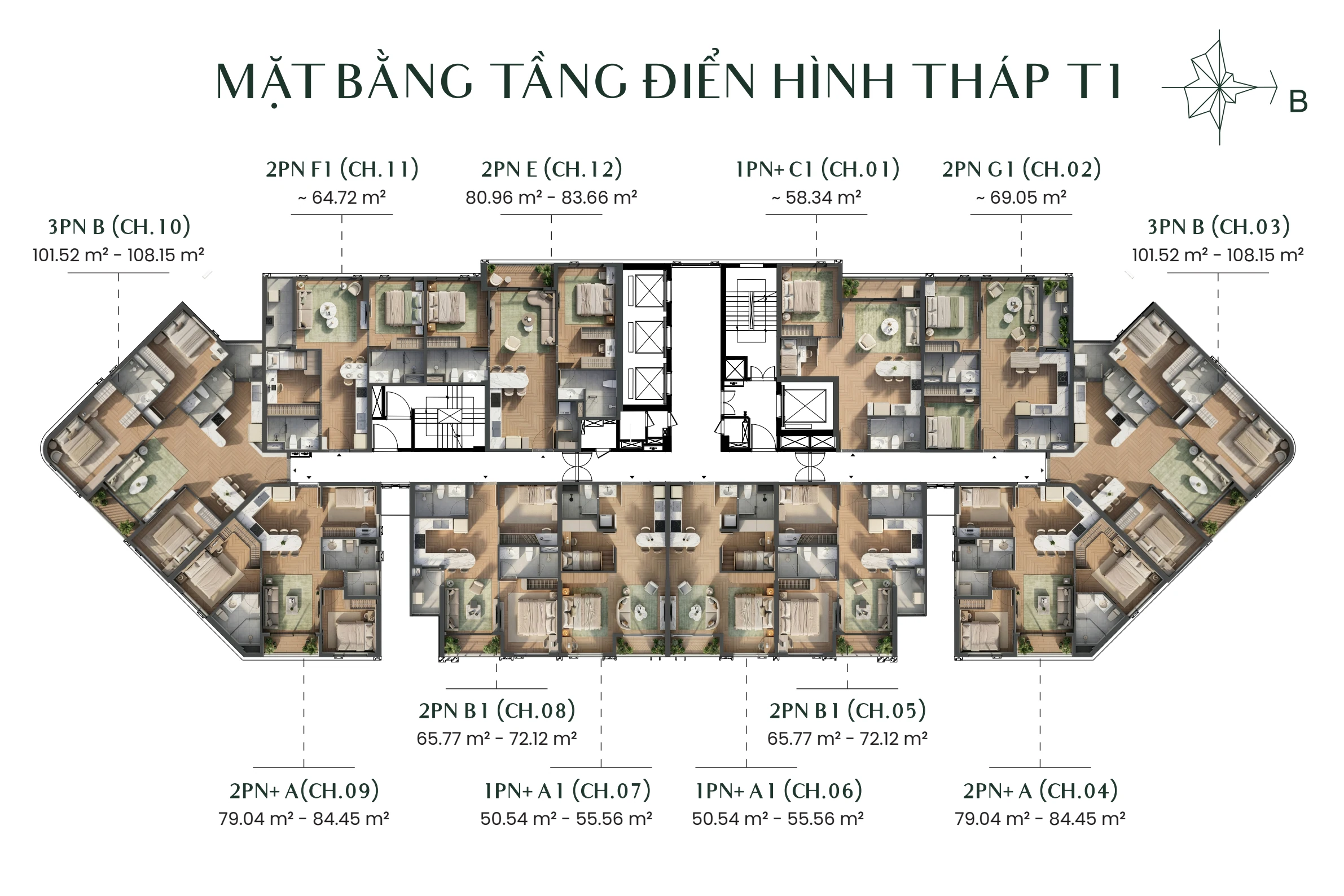 Mặt bằng tầng điển hình T1