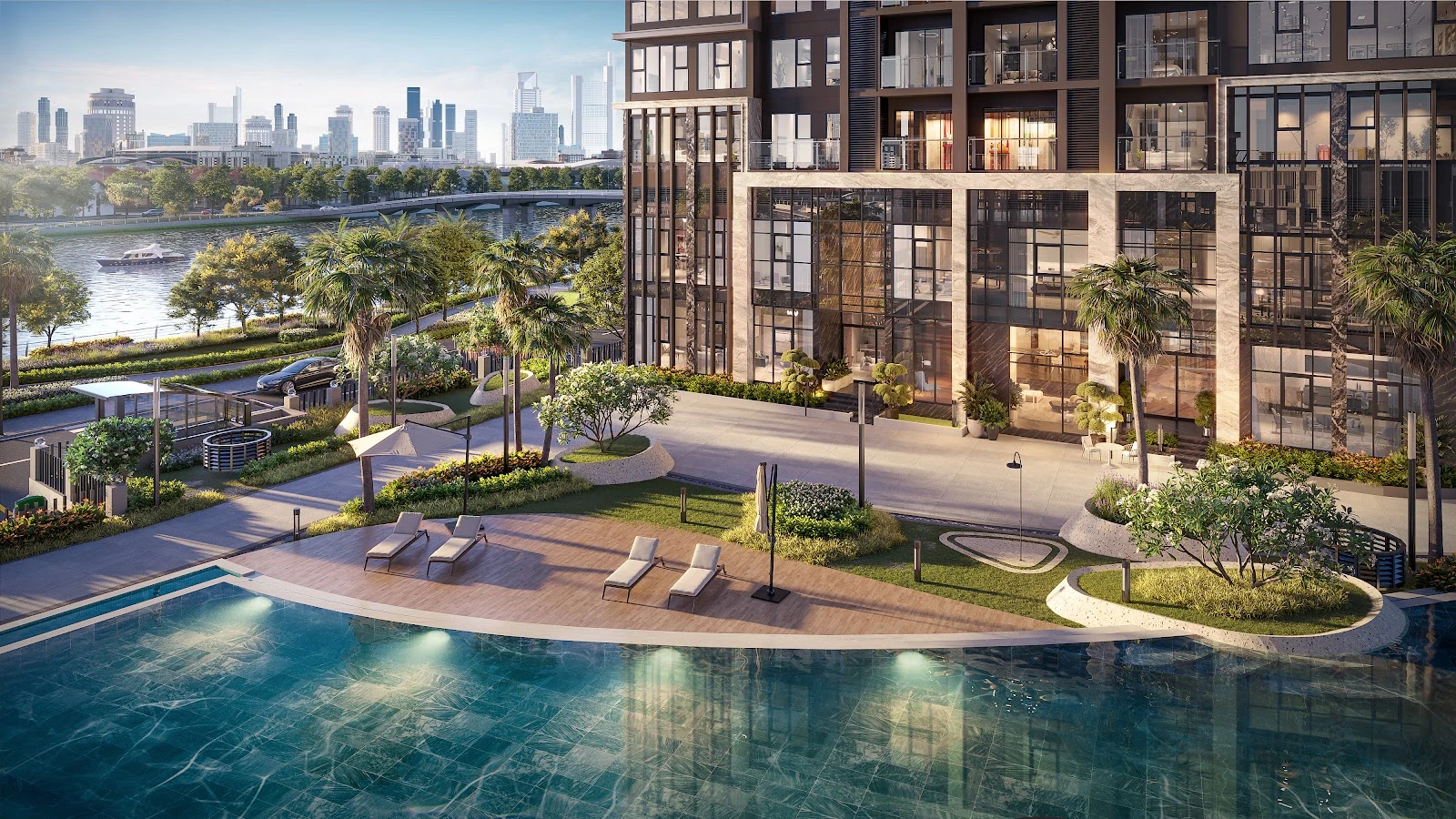 Phối cảnh hồ bơi và cảnh quan The Privé